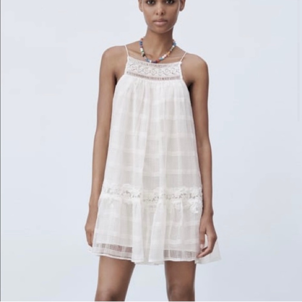 Zara White Layered Halter Dress XXL